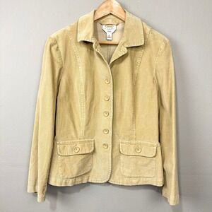 Talbots Corduroy Jacket Size 10 Petite Stretch Beige Tan Vintage Grunge Academia